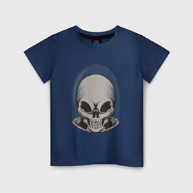 Детская футболка хлопок с принтом Череп инопланетянина в Тюмени, 100% хлопок | круглый вырез горловины, полуприлегающий силуэт, длина до линии бедер | skull | балончики | в кепке | граффити | скелет | урбан | хип хоп | хипстер | череп | черепушка