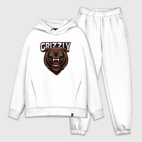 Мужской костюм хлопок OVERSIZE с принтом Медведь Grizzly в Тюмени,  |  | bear | grizzly | kuma | гриззли | гризли | грозный | крутой | медведь | мишка