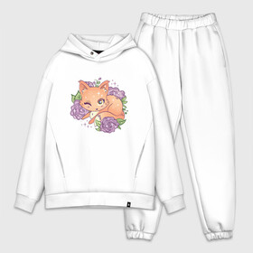 Мужской костюм хлопок OVERSIZE с принтом Японская кавайная лисичка в Тюмени,  |  | anime | art | cute | cute fox | fox | foxy | japan | japanese | kanji | kawaii | manga | алфавит | аниме | арт | букет роз | в японском стиле | кандзи | лиса | лисёнок | манга | милая лисичка | милота | розы | смех | цветы | японские буквы | яп