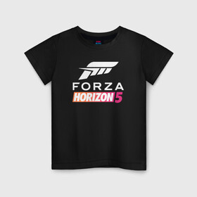 Детская футболка хлопок с принтом Forza Horizon 5 Форза в Тюмени, 100% хлопок | круглый вырез горловины, полуприлегающий силуэт, длина до линии бедер | auto | avto | car | forza | game | horizon | motorsport | nfs | race | speed | авто | гонки | игра | машина | нфс | скорость | форза | хорайзен