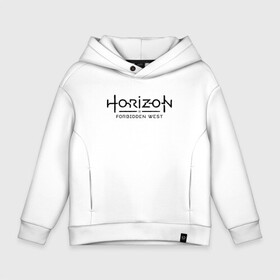 Детское худи Oversize хлопок с принтом Horizon Forbidden West в Тюмени, френч-терри — 70% хлопок, 30% полиэстер. Мягкий теплый начес внутри —100% хлопок | боковые карманы, эластичные манжеты и нижняя кромка, капюшон на магнитной кнопке | aloy | dawn | forbidden | horizon | west | zero | вест | нора | племя | форбидден | хорайзен | хоризон | элой