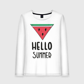 Женский лонгслив хлопок с принтом HELLO SUMMER в Тюмени, 100% хлопок |  | funny | happy | hello | icecream | rainbow | romantic | summer | sun | арбуз | веселье | значки | лето | отдых | отпуск | привет | романтика | солнце | счастье | тепло