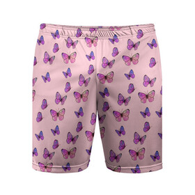 Мужские шорты спортивные с принтом Бабочки фиолетовые 2 в Тюмени,  |  | бабочка | бабочки | насекомые | нежный | рисунок | роза | сирень | цветочек | цветочный | цветы