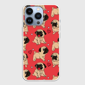Чехол для iPhone 13 Pro с принтом Мопсики и Сердечки в Тюмени,  |  | love | арт | день валентина | день святого | день святого валентина | любовь | много собак | мопс | мопсы | порода | породистые | породистые собаки | породы собак | собака | собаки