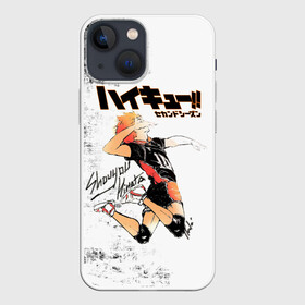 Чехол для iPhone 13 mini с принтом Шоё Хината | Haikyuu в Тюмени,  |  | Тематика изображения на принте: 10 номер | anime | haikyu | haikyuu | karasuno | manga | аниме | волейбол | волейбольный клуб | грязь | лого | логотип | манга | прыжок | состареная | старшая карасуно | хаику | хаикую | шоё хината | эмблема