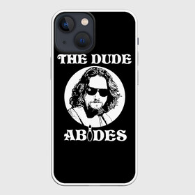 Чехол для iPhone 13 mini с принтом The dude ABIDES в Тюмени,  |  | dude | jeff bridges | the big lebowski | the dude abides | большой лебовский | джефф бриджес | фильм | чувак