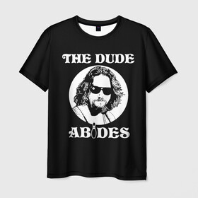 Мужская футболка 3D с принтом The dude ABIDES в Тюмени, 100% полиэфир | прямой крой, круглый вырез горловины, длина до линии бедер | dude | jeff bridges | the big lebowski | the dude abides | большой лебовский | джефф бриджес | фильм | чувак