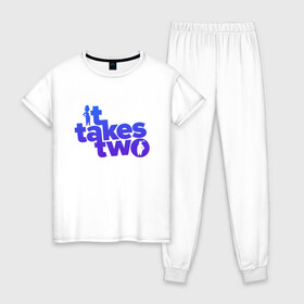 Женская пижама хлопок с принтом It Takes Two в Тюмени, 100% хлопок | брюки и футболка прямого кроя, без карманов, на брюках мягкая резинка на поясе и по низу штанин | ea games | gamer | games | hazelight
