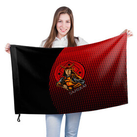 Флаг 3D с принтом Самурай в Тюмени, 100% полиэстер | плотность ткани — 95 г/м2, размер — 67 х 109 см. Принт наносится с одной стороны | samurai | буси | воин | самурай | феодалы | философия | япония