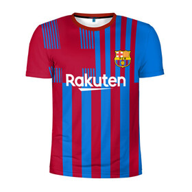 Мужская футболка 3D спортивная с принтом Месси Барселона 2021 2022 в Тюмени, 100% полиэстер с улучшенными характеристиками | приталенный силуэт, круглая горловина, широкие плечи, сужается к линии бедра | Тематика изображения на принте: 2021 | 2022 | barcelona | leo | messi | барселона | барселоны | лео | леонель | лионель | меси | месси | новая | форма | футбол | футбольная