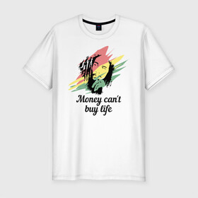Мужская футболка хлопок Slim с принтом Bob Marley в Тюмени, 92% хлопок, 8% лайкра | приталенный силуэт, круглый вырез ворота, длина до линии бедра, короткий рукав | bob marley | reggae | боб марли | регги