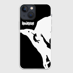 Чехол для iPhone 13 mini с принтом Ворон Карасуно Haikyu в Тюмени,  |  | anime | haikyu | haikyuu | karasuno | manga | аниме | волейбол | волейбольный клуб | ворон | ворона | вороны | игроки | карасуно | крылья | манга | мяч | питца | силуэт | хаику | хаикую | черный