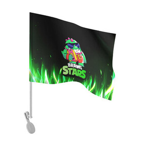 Флаг для автомобиля с принтом Базз Buzz Brawl Stars Огонь в Тюмени, 100% полиэстер | Размер: 30*21 см | brawl | brawl stars | brawlstars | brawl_stars | buz | buzz | баз | базз | бравл | бравлстарс | буз