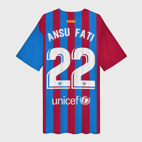 Платье-футболка 3D с принтом Ансу Фати Барселона 2021 2022 в Тюмени,  |  | barca | barcelona | fati | ансу фати | барса | барселона | барселоны | ла лига | новая | фати | форма