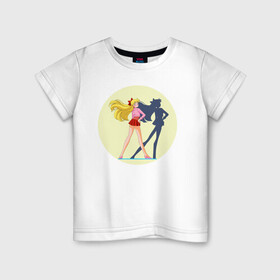 Детская футболка хлопок с принтом Сейлор Мун в Тюмени, 100% хлопок | круглый вырез горловины, полуприлегающий силуэт, длина до линии бедер | japan | воительница | волшебница | девушка | школьница