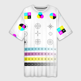 Платье-футболка 3D с принтом CMYK в Тюмени,  |  | Тематика изображения на принте: rgb | печать | подарок дизайнеру | полиграфия | помехи | принтер | тест