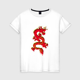 Женская футболка хлопок с принтом Дракон в Тюмени, 100% хлопок | прямой крой, круглый вырез горловины, длина до линии бедер, слегка спущенное плечо | дракон | иностранные | надписи | приколы | слова