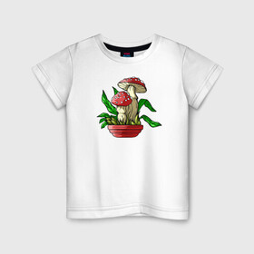 Детская футболка хлопок с принтом Мой гриб в Тюмени, 100% хлопок | круглый вырез горловины, полуприлегающий силуэт, длина до линии бедер | art | горшок | гриб | иллюстрация | мухомор