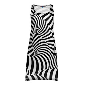 Платье-майка 3D с принтом Гипнотическая абстракция в Тюмени, 100% полиэстер | полуприлегающий силуэт, широкие бретели, круглый вырез горловины, удлиненный подол сзади. | abstraction | background | hypnosis | hypnotic abstraction | stripes | texture | zebra | абстракция | гипноз | гипнотическая абстракция | зебра | полоски | текстура | фон