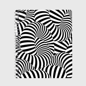 Тетрадь с принтом Гипнотическая абстракция в Тюмени, 100% бумага | 48 листов, плотность листов — 60 г/м2, плотность картонной обложки — 250 г/м2. Листы скреплены сбоку удобной пружинной спиралью. Уголки страниц и обложки скругленные. Цвет линий — светло-серый
 | Тематика изображения на принте: abstraction | background | hypnosis | hypnotic abstraction | stripes | texture | zebra | абстракция | гипноз | гипнотическая абстракция | зебра | полоски | текстура | фон