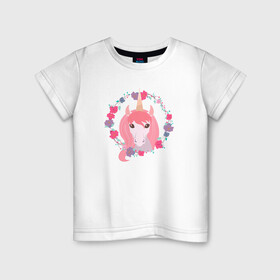 Детская футболка хлопок с принтом Единорог в Тюмени, 100% хлопок | круглый вырез горловины, полуприлегающий силуэт, длина до линии бедер | unikorn | единорог | единорожка | конь | радуга | рог | цветной