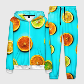 Мужской костюм 3D с принтом АпельСинки в Тюмени, 100% полиэстер | Манжеты и пояс оформлены тканевой резинкой, двухслойный капюшон со шнурком для регулировки, карманы спереди | апельсин | долька | лето | фрукты