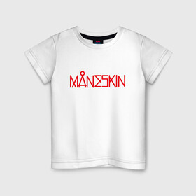 Детская футболка хлопок с принтом Maneskin, Новый логотип в Тюмени, 100% хлопок | круглый вырез горловины, полуприлегающий силуэт, длина до линии бедер | eurovision | maneskin | евровидение | логотип | манескин | новый логотип | рок