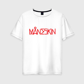 Женская футболка хлопок Oversize с принтом Maneskin, Новый логотип в Тюмени, 100% хлопок | свободный крой, круглый ворот, спущенный рукав, длина до линии бедер
 | eurovision | maneskin | евровидение | логотип | манескин | новый логотип | рок