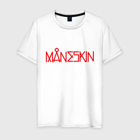Мужская футболка хлопок с принтом Maneskin, Новый логотип в Тюмени, 100% хлопок | прямой крой, круглый вырез горловины, длина до линии бедер, слегка спущенное плечо. | eurovision | maneskin | евровидение | логотип | манескин | новый логотип | рок