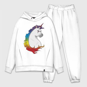 Мужской костюм хлопок OVERSIZE с принтом Единорог в Тюмени,  |  | angry unicorn | harsh unicorn | rainbow unicorn | unicorn | единорог | злой единорог | радужный единорог | суровый единорог