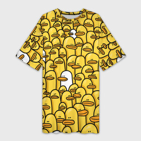 Платье-футболка 3D с принтом Утки в Тюмени,  |  | клювы | мультяшки | стая | утки | утята