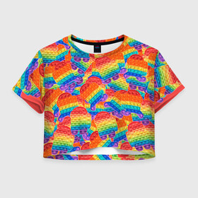 Женская футболка Crop-top 3D с принтом Pop it Among Us в Тюмени, 100% полиэстер | круглая горловина, длина футболки до линии талии, рукава с отворотами | among us | pop it | popit | амонг ас | поп ит | поп ыт | попит | попыт | симпл | симпл димпл