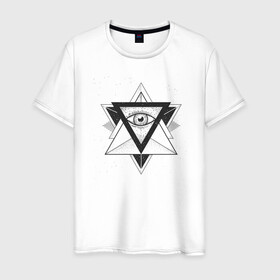 Мужская футболка хлопок с принтом Пирамида в Тюмени, 100% хлопок | прямой крой, круглый вырез горловины, длина до линии бедер, слегка спущенное плечо. | alchemy | free | illuminati | magic | masonry | mystic | occult | oldschool | providence | pyramid | sign | symbol | tattoo | алхимия | знак | иллюминат | каменщик | магия | масон | мистика | оккультизм | пирамида | провидение | символ | та