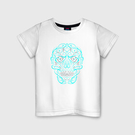 Детская футболка хлопок с принтом Череп сюрреализм в Тюмени, 100% хлопок | круглый вырез горловины, полуприлегающий силуэт, длина до линии бедер | skull | сюрреализм | хипстер | череп | черепушка