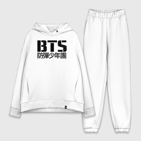 Женский костюм хлопок Oversize с принтом BTS в Тюмени,  |  | bts | bts army | k pop | k pop band | logo | love bts | minimalistic | бтс | кей поп | лого