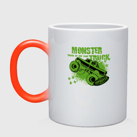 Кружка хамелеон с принтом Monster Truck в Тюмени, керамика | меняет цвет при нагревании, емкость 330 мл | monster | truck | авто | автомобиль | иллюстрация