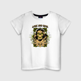 Детская футболка хлопок с принтом Любовь и Ненависть в Тюмени, 100% хлопок | круглый вырез горловины, полуприлегающий силуэт, длина до линии бедер | Тематика изображения на принте: hate | love | женщина | иллюстрация | череп