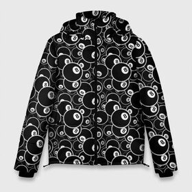 Мужская зимняя куртка 3D с принтом Пул-8 в Тюмени, верх — 100% полиэстер; подкладка — 100% полиэстер; утеплитель — 100% полиэстер | длина ниже бедра, свободный силуэт Оверсайз. Есть воротник-стойка, отстегивающийся капюшон и ветрозащитная планка. 

Боковые карманы с листочкой на кнопках и внутренний карман на молнии. | a game | balls | billiards | eight | pool | russian billiards | snooker | tournament | бильярд | восьмерка | игра | пул | русский бильярд | снукер | турнир | шары