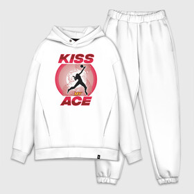 Мужской костюм хлопок OVERSIZE с принтом Kiss Ace в Тюмени,  |  | ball | beach | game | sport | volley | volleyball | волейбол | волейболист | волейболистка | гол | игра | игрок | мяч | площадка | пляж | пляжный | победа | сетка | спорт | тренер | чемпион