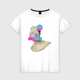 Женская футболка хлопок с принтом Современный Мыслитель в Тюмени, 100% хлопок | прямой крой, круглый вырез горловины, длина до линии бедер, слегка спущенное плечо | арт | голиаф | иллюстрация | мыслитель | статуя
