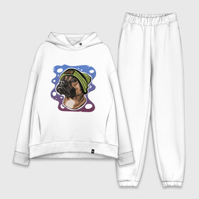 Женский костюм хлопок Oversize с принтом Боксер в Тюмени,  |  | art | boxer | dog | drawing | арт | боксер | пес | рисунок | собака