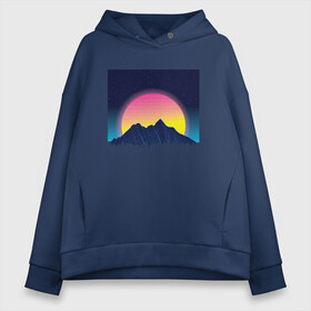 Женское худи Oversize хлопок с принтом Vaporwave Mountain Sunset в Тюмени, френч-терри — 70% хлопок, 30% полиэстер. Мягкий теплый начес внутри —100% хлопок | боковые карманы, эластичные манжеты и нижняя кромка, капюшон на магнитной кнопке | chill | chilled cow | fashion | landscape | lo fi hip hop | lofi | music | retrowave | stars | synthpop | synthwave | zen | вапорвейв | горы | дзен | закат | звёзды | музыка | небо | ночное небо | паровая волна | пейзаж | ретровейв | синтвейв | синтпоп | 