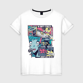 Женская футболка хлопок с принтом Vaporwave Anime Skater Boy в Тюмени, 100% хлопок | прямой крой, круглый вырез горловины, длина до линии бедер, слегка спущенное плечо | anime fan | art | fail | japan | japanese | manga character | tokyo | анимация | анимешник | арт | арты | комикс | комиксы | манга | отрисовка | паровая волна | пародия | персонаж аниме | рисунок в стиле аниме | скейтер | токио