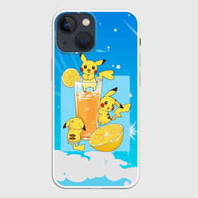 Чехол для iPhone 13 mini с принтом Пикачу в лимонаде в Тюмени,  |  | anime | picachu | pikachu | аниме | милый | пика | пикачу | покебол | покемон