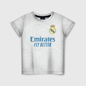 Детская футболка 3D с принтом Винисиус Реал Мадрид 2021/2022 в Тюмени, 100% гипоаллергенный полиэфир | прямой крой, круглый вырез горловины, длина до линии бедер, чуть спущенное плечо, ткань немного тянется | Тематика изображения на принте: 2021 | 2022 | junior | madrid | real | vini jr | vinicius | винисиус | винисиус жуниор | испания | мадрид | новая | реал | реал мадрид | форма | футбол