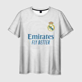 Мужская футболка 3D с принтом Бензема Реал Мадрид 2021/2022 в Тюмени, 100% полиэфир | прямой крой, круглый вырез горловины, длина до линии бедер | 2021 | 2022 | benzema | karim | madrid | real | бензема | испания | карим бензема | мадрид | новая | реал | реал мадрид | форма | футбол