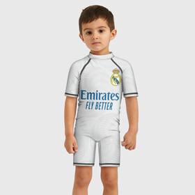 Детский купальный костюм 3D с принтом Азар Реал Мадрид 21 22 форма в Тюмени, Полиэстер 85%, Спандекс 15% | застежка на молнии на спине | 2021 | 2022 | madrid | real | азар | испания | мадрид | новая | реал | реал мадрид | форма | футбол | эден | эден азар