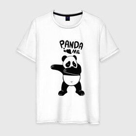 Мужская футболка хлопок с принтом Панда даббинг в Тюмени, 100% хлопок | прямой крой, круглый вырез горловины, длина до линии бедер, слегка спущенное плечо. | dabbing | panda | даб | даббинг | дэб | животное | медведи | медведь | панда | панды