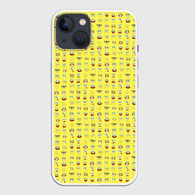 Чехол для iPhone 13 с принтом SpongeBobs facial expressions в Тюмени,  |  | глаза | губка боб | лица | нос | рот | спанч боб