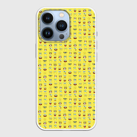 Чехол для iPhone 13 Pro с принтом SpongeBobs facial expressions в Тюмени,  |  | Тематика изображения на принте: глаза | губка боб | лица | нос | рот | спанч боб